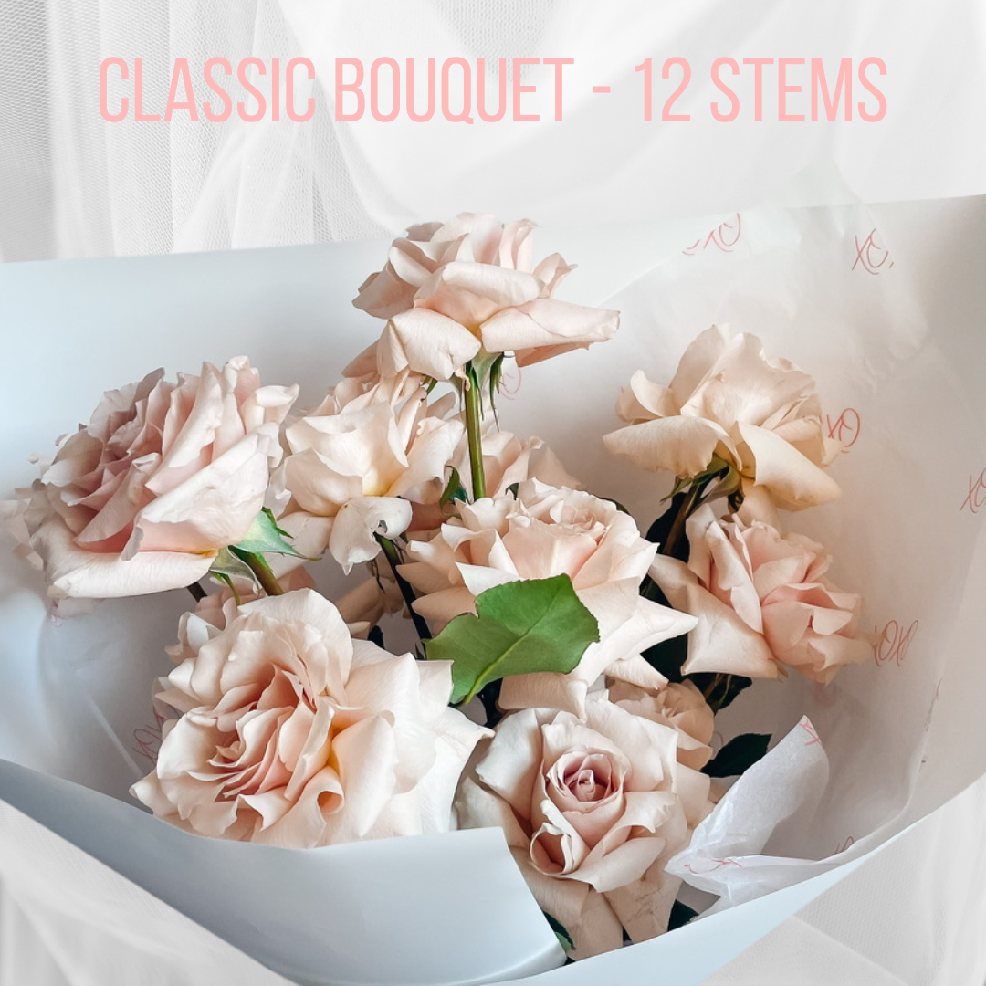 SOFT KISSES • Luxury All Warm Blush Rose Bouquet