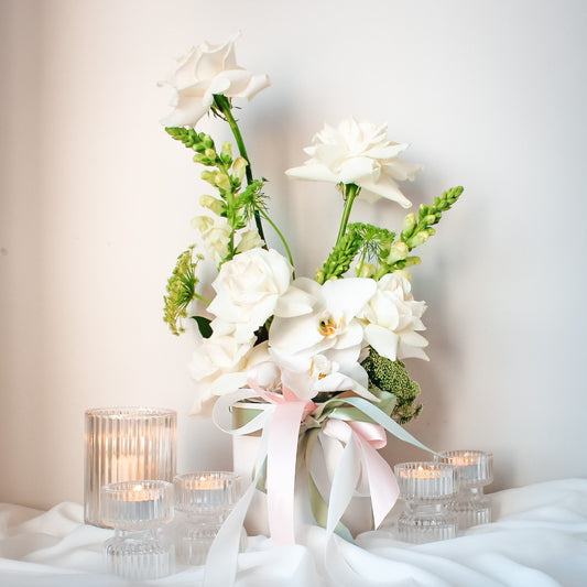 PEACEFUL KISSES • Chic All White Arrangement