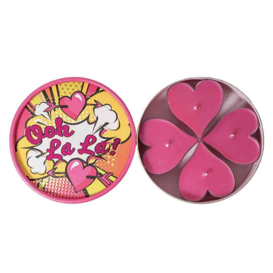 OOH LA LA - elume Pink Heart Candles 4pk